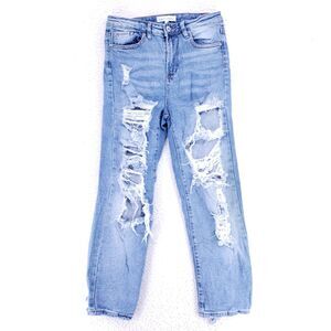 Almost Famous Jeans Denim Cotton Womens SZ 3 Blue Straight Stretch VTG Mid Rise